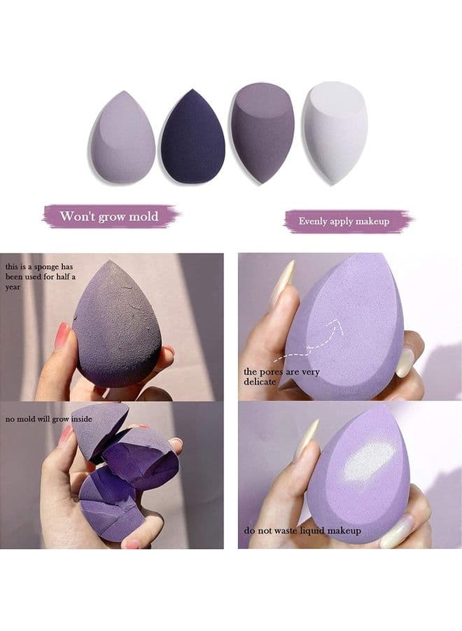 4-Piece Makeup Sponge Set Purple Make Up Sponges (٣)