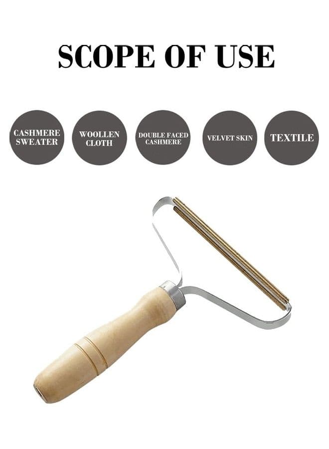 Wooden Fabric Clothes Lint Remover Beige/Silver Household Cleaning Supplies (٣)