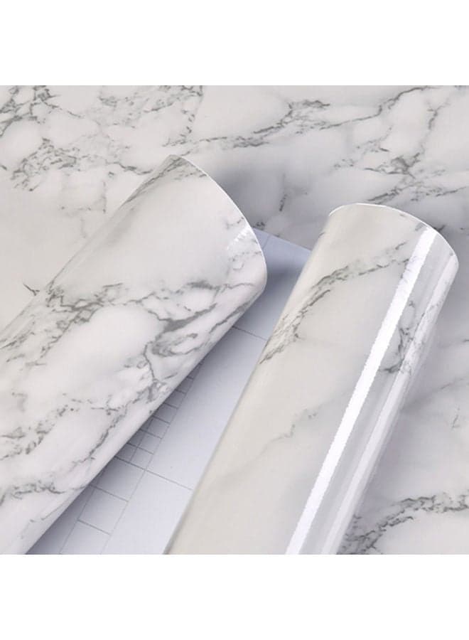Kitchen Countertop Self-Adhesive Waterproof Wallpaper White/Grey 60x200cm (٣)