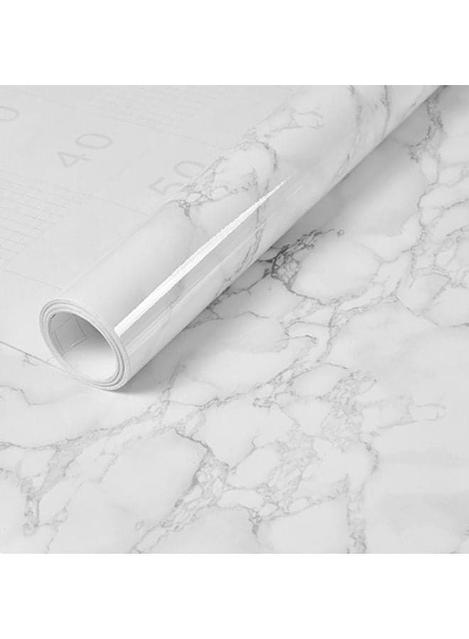 Kitchen Countertop Self-Adhesive Waterproof Wallpaper White/Grey 60x200cm (٥)
