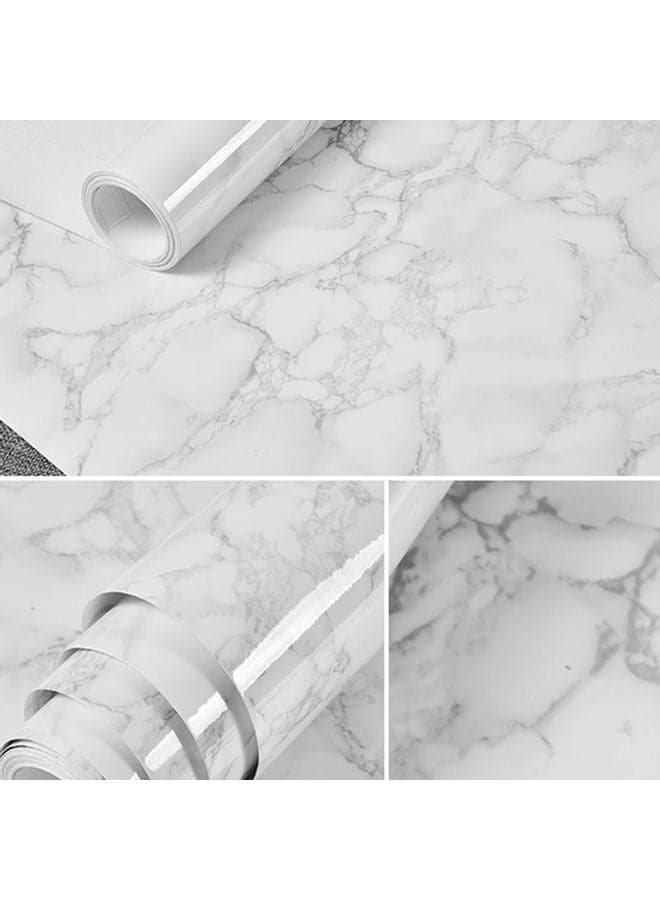 Kitchen Countertop Self-Adhesive Waterproof Wallpaper White/Grey 60x200cm (٦)