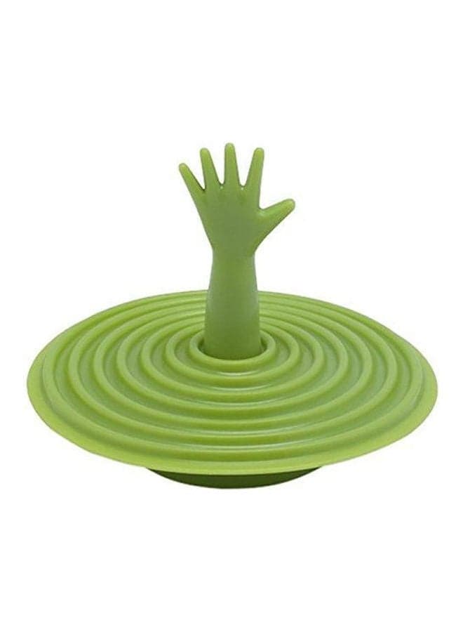 A Silicone Hand-Shaped Basin and Tub Plug Green Bathroom Dispensers