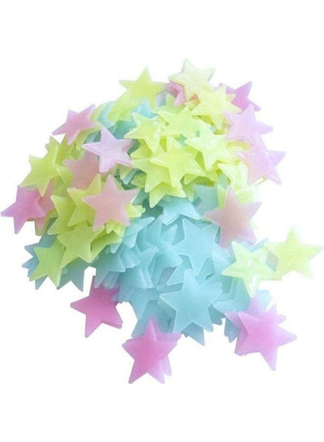 Luminous Plastic 3D Stars Glow In The Dark Wall Stickers Multicolour 3 x 3cm Wall Stickers & Murals