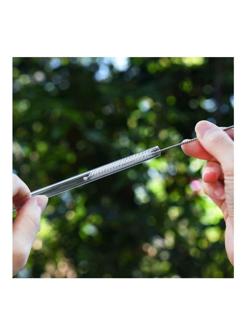 4 Pcs Reusable Glass Straws With Cleaning Brush Transparent 20cm Kitchen Accessories (٤)