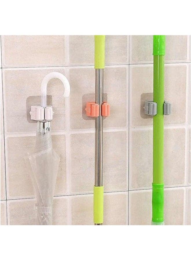 Single Broom Holder Double Face Adhesive - 3 Pcs Multicolour Storage Sets