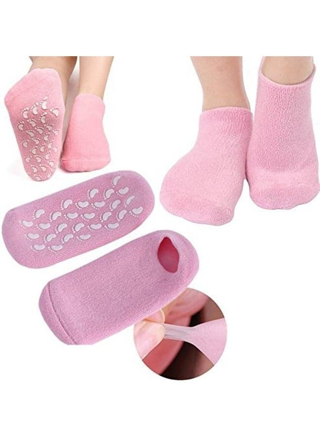 Spa Moisturizing Gel Socks Pink/White Personal Care