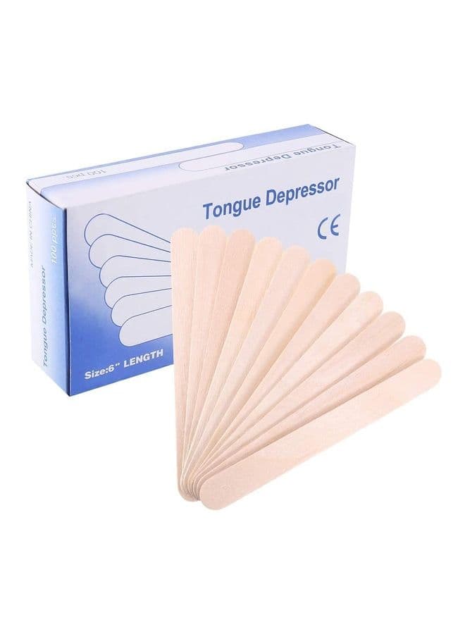 100-Piece Wooden Epilating Wax Applicator Set Beige Shaving Accessories