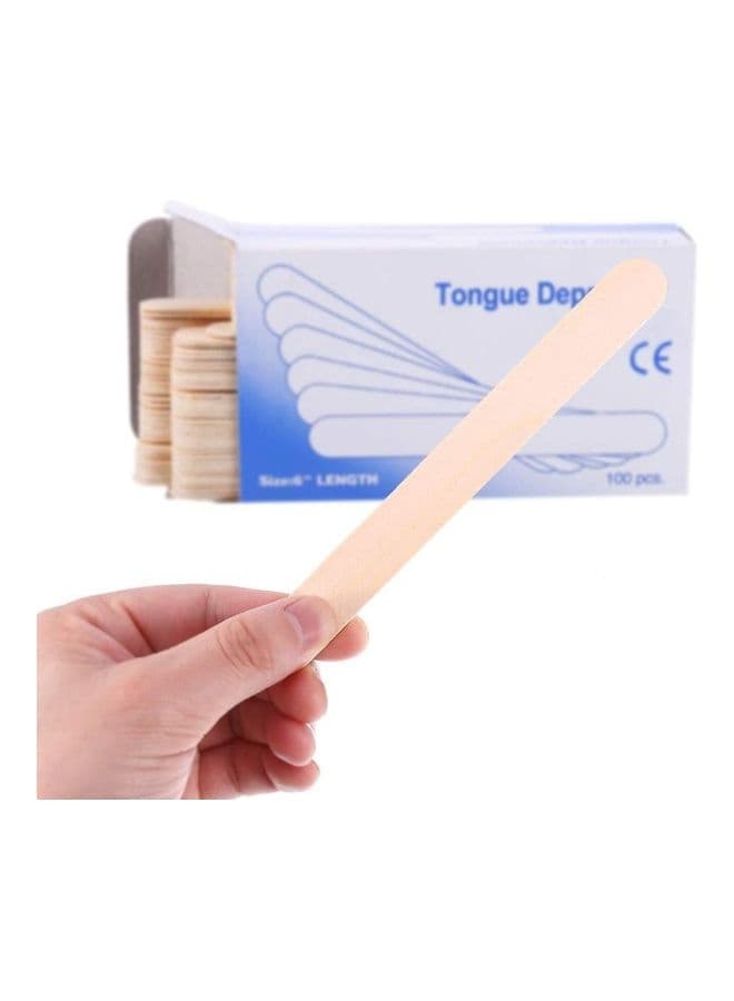 100-Piece Wooden Epilating Wax Applicator Set Beige Shaving Accessories (٣)