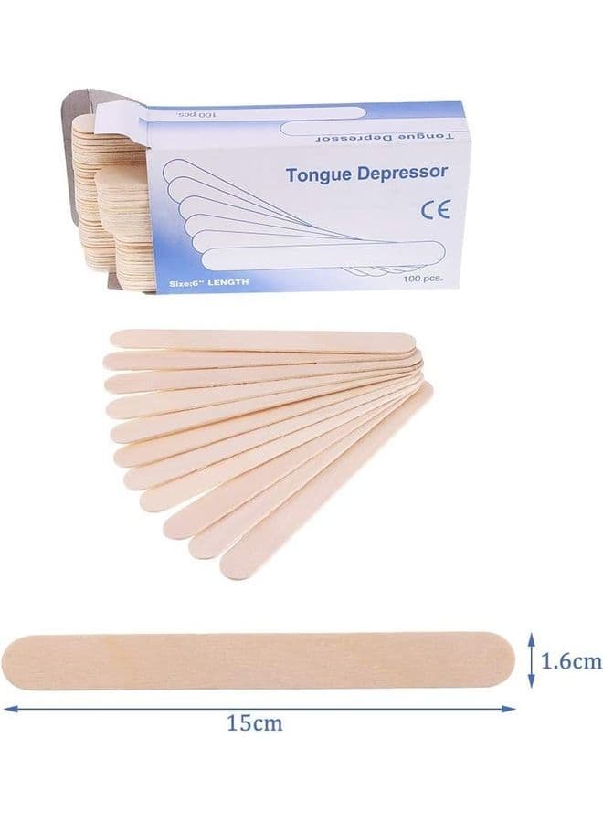 100-Piece Wooden Epilating Wax Applicator Set Beige Shaving Accessories (٤)