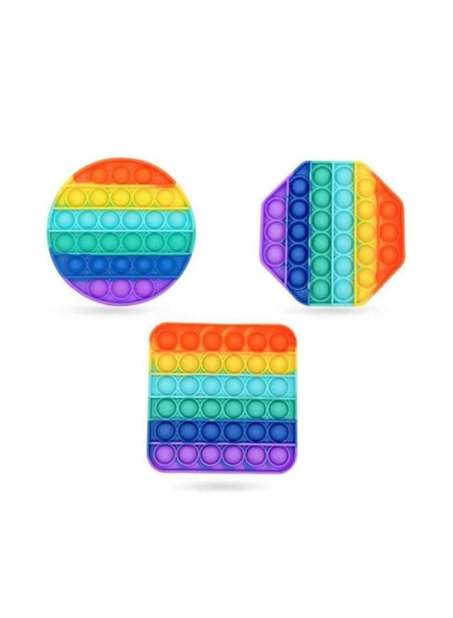 3-Piece Simple Dimple Push Pop Bubble Sensory Stress Relief Fidget Squishy Toy Set 12 x 12 x 1.5cm (٥)