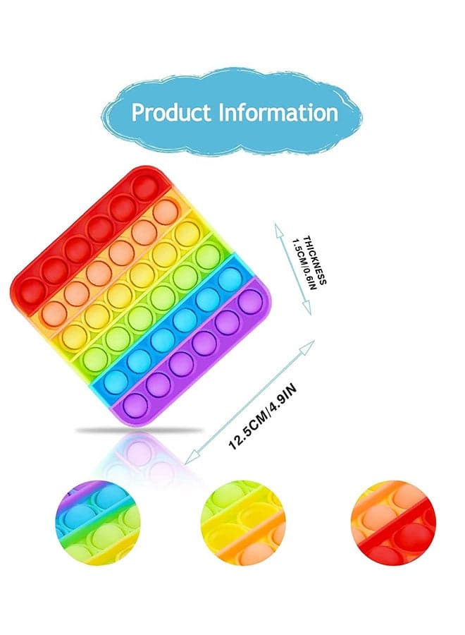 3-Piece Simple Dimple Push Pop Bubble Sensory Stress Relief Fidget Squishy Toy Set 12 x 12 x 1.5cm (٧)