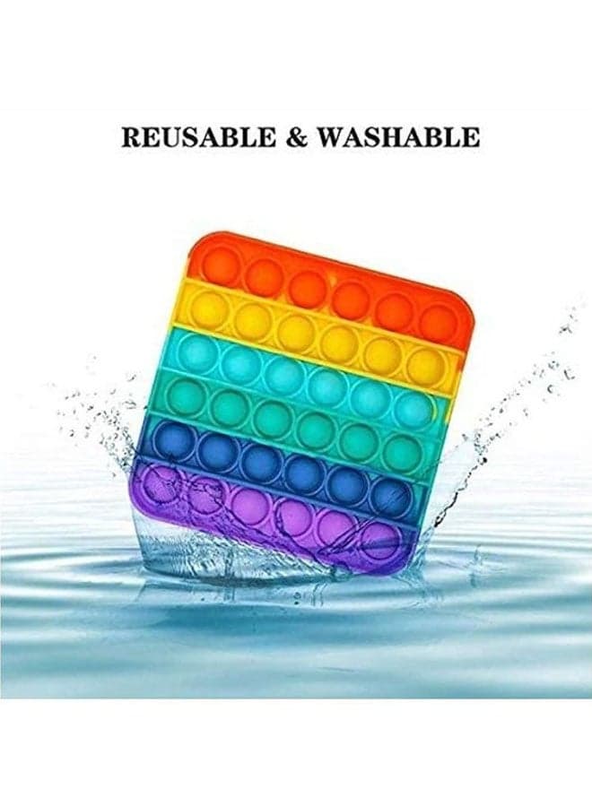3-Piece Simple Dimple Push Pop Bubble Sensory Stress Relief Fidget Squishy Toy Set 12 x 12 x 1.5cm (٩)