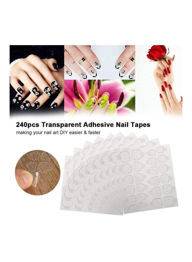 240-Piece 10 Sheet Adhesive Tapes Nail Art DIY Sticker Clear (٣)