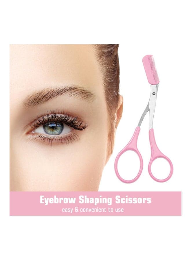Eyebrow Shaping Scissors Trimmer with Comb Pink/Silver Makeup Tools & Accessories (٣)