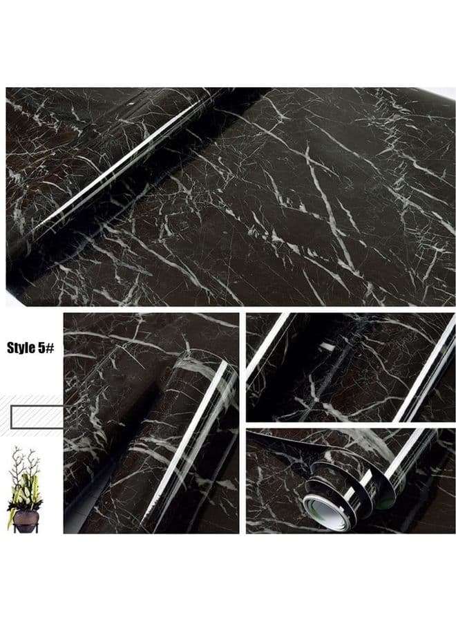 Marble Pattern Moisture Proof Removable Self Adhesive Wallpaper Black/White Wall Decal (٣)
