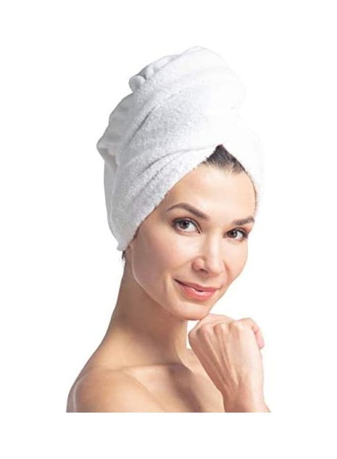 Pack of 2 Terry Headwrap Microfiber Hair Towel With Bamboo Viscose White Styling Accessories