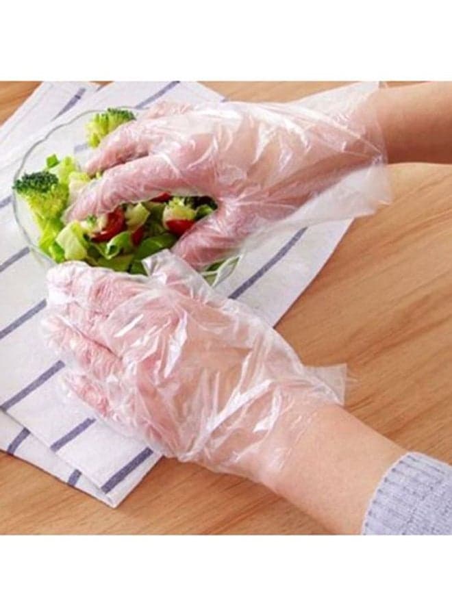 100-Piece Disposable Plastic Gloves Clear Safety & Security Gloves (٣)