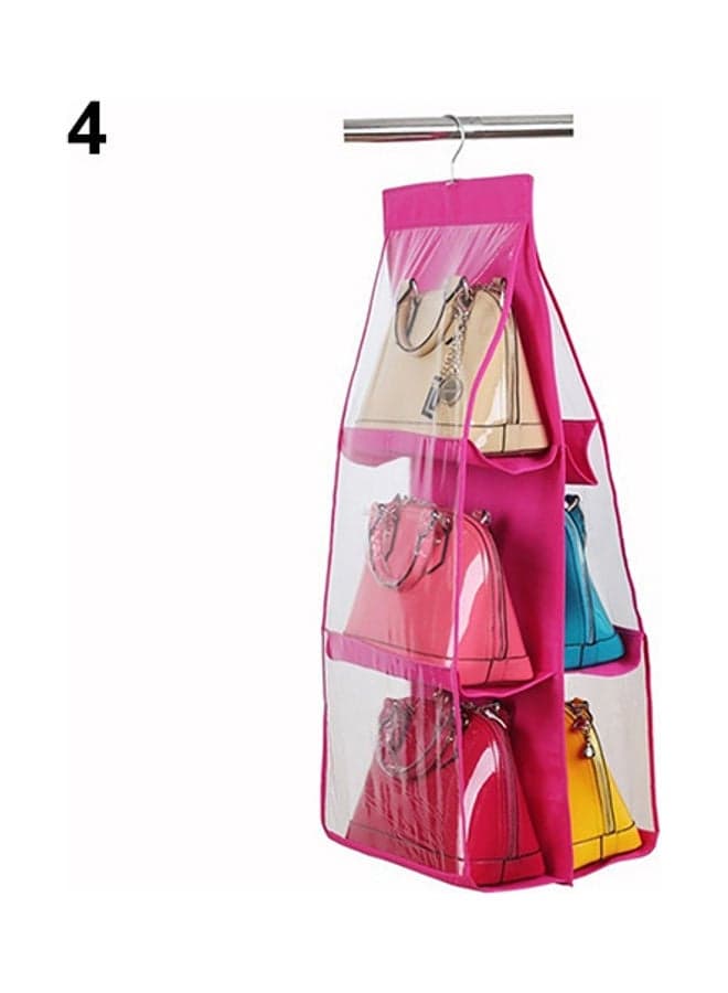 6-Pocket Bag And Purse Hanging Wardrobe Storage Organizer Pink/Clear Clothing & Closet Storage
