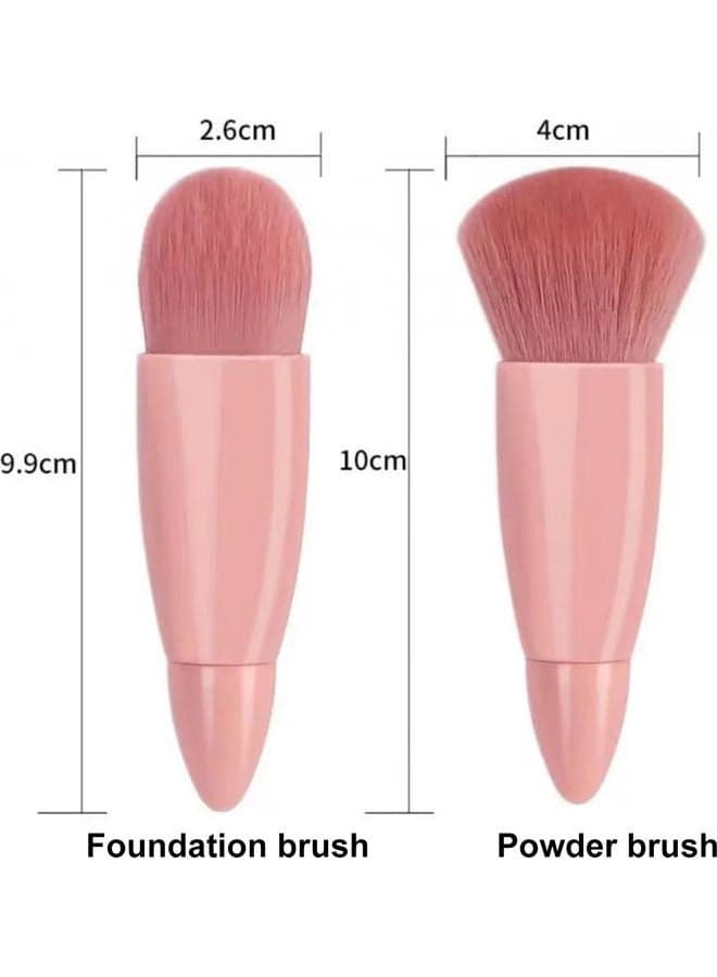 5-Piece Makeup Brush Set With Storage Bag Pink Makeup Tool Cleaners (٤)