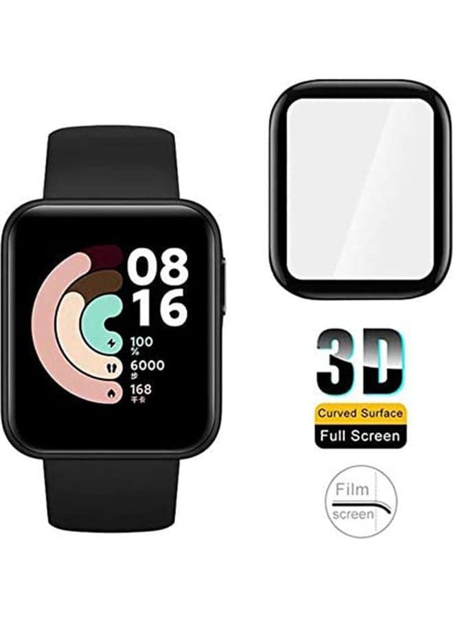 3D Curved Edge Film and HD Soft Full Cover Screen Protector For Xiaomi Watch Lite Black Smartwatch Screen Protectors (٣)