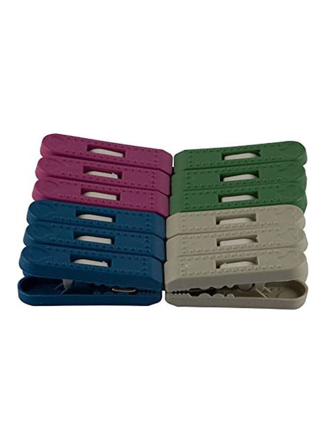 Crystal Plastic Clippers Set 12 Pieces Multicolour Laundry Accessories