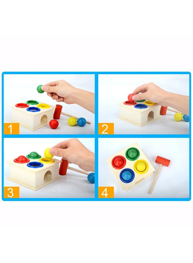 Wooden Hammering Game Box With Balls Sturdy, Durable Multicolored Toy For Kids Hammering & Pounding Toys (٨)