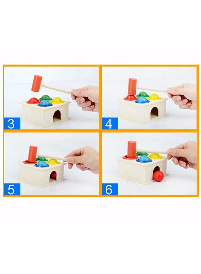 Wooden Hammering Game Box With Balls Sturdy, Durable Multicolored Toy For Kids Hammering & Pounding Toys (٩)