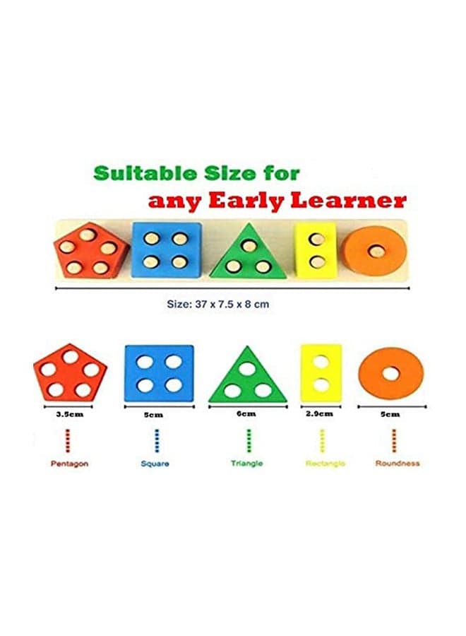 Wooden Geometric Shape Stacking Blocks Multicolored Toy For Upto 12 Months 37x7.5x8cm Stacking & Nesting Toys (٨)