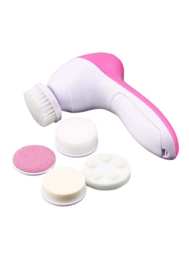 5-In-1 Facial Cleansing Massager Brush Pink/White Face Brushes & Sponges