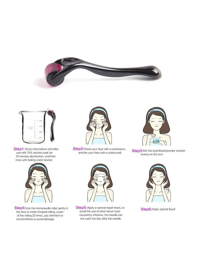 Microneedle Derma Roller Black 0.5mm Face Massagers & Rollers (٦)