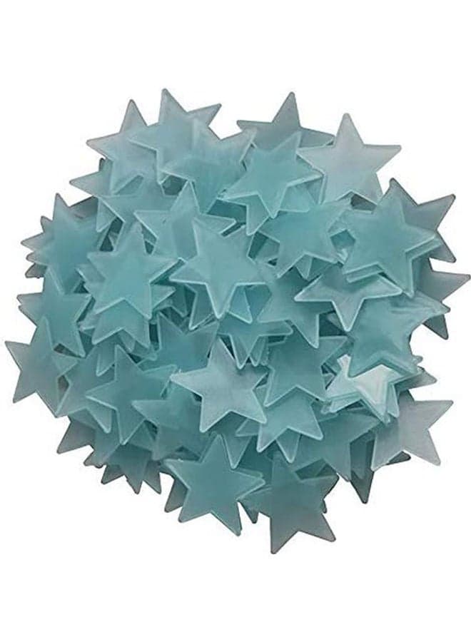 100pcs Plastic 3D Stars Glow in the Dark Fluorescent Luminous Wall Stickers Blue Wall Stickers & Murals