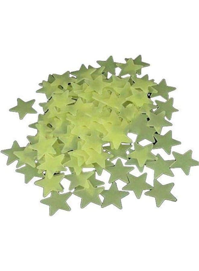 100pcs Plastic 3D Stars Glow in the Dark Fluorescent Luminous Wall Stickers Green Wall Stickers & Murals