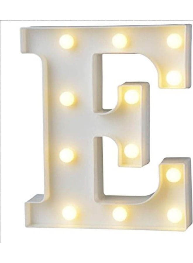Decorative LED Illuminated Letter Marquee Sign - Alphabet Marquee Letters With Lights For Wedding Birthday Party Christmas Kids Room Night Light Lamp Home Bar Decoration , E White Light Bulbs