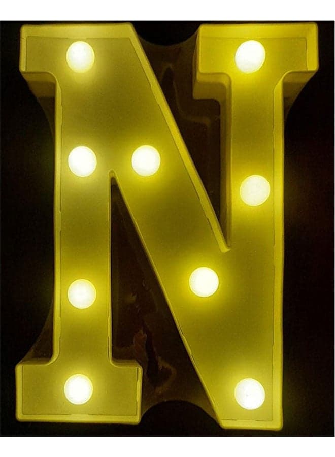 Decorative LED Illuminated Letter Battery operated Marquee Sign - Alphabet Marquee Letters with Lights For Parties and Rooms N white Yellow LED Lighting