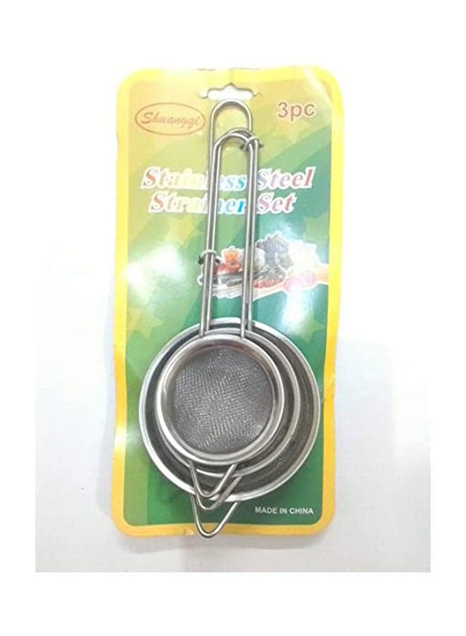 Tea Strainer Set Of 3 Pcs Different Sizes Silver Colanders & Food Strainers