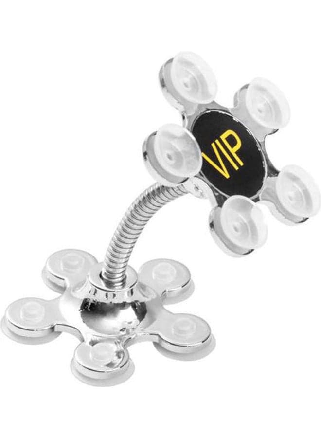 Flower Sucker Stand 360 Rotatable Car Bracket Suction Cup Phone Holder Silver Mounts & Holders