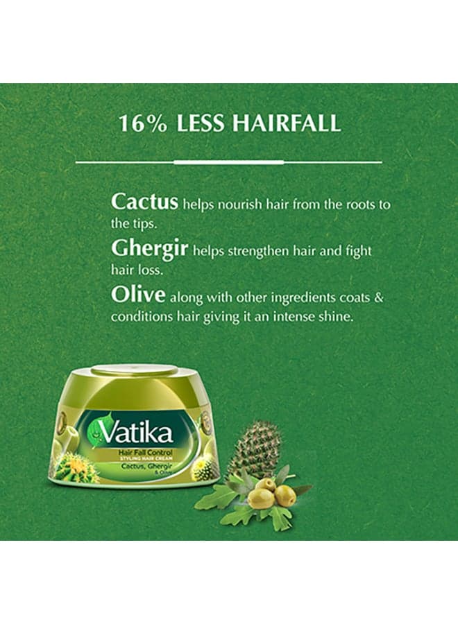 Vatika Naturals Hair Fall Control Styling Hair Cream | Natural Extracts of Cactus, Ghergir & Olive with Nourishing Vatika Oils 140ml Hair & Scalp Treatments Masks (٣)