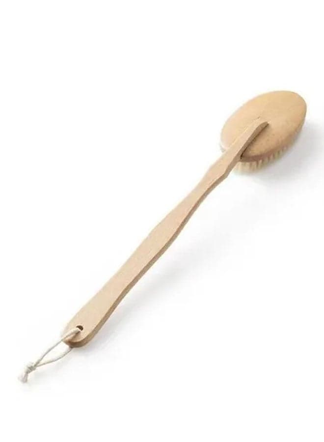 Bath Body Brush Soft Bristles Shower Back Scrubber with Anti Slip Long Bamboo Handle Beige Free Size Bathing Accessories