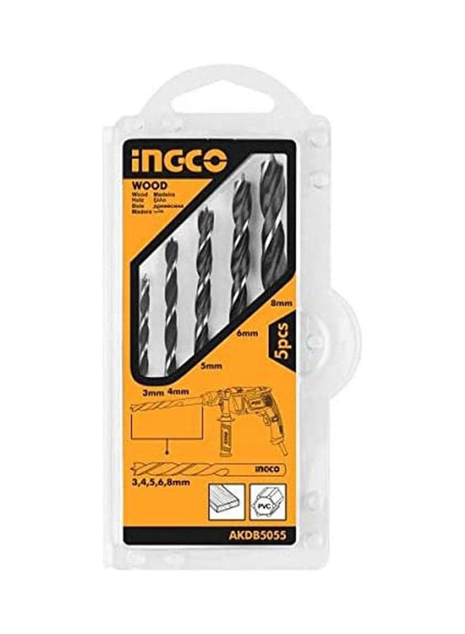 Akdb3055 - 5Pcs Wood Drill Bits Set Yellow Power Drills