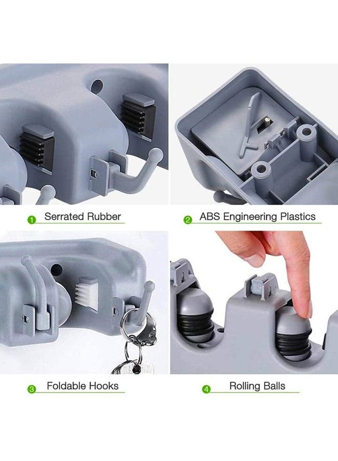 Wall Mounted ABS Mop And Broom Holder Grey Toilet Brush Holders (٨)