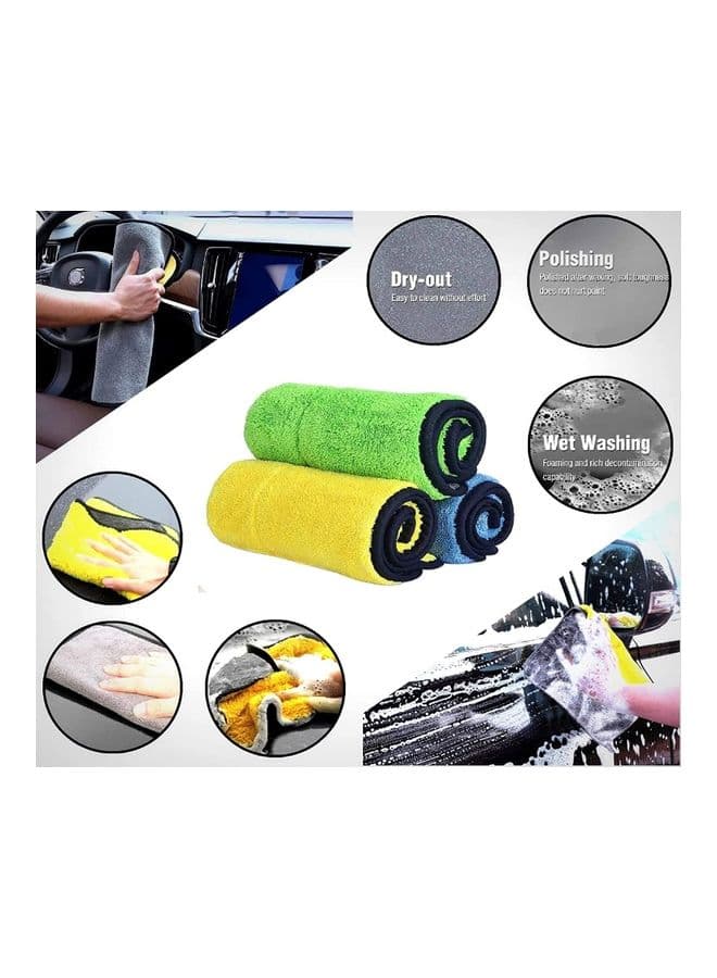 3-Pieces Microfiber Car Drying Towel Set Cleaning Cloths (٦)