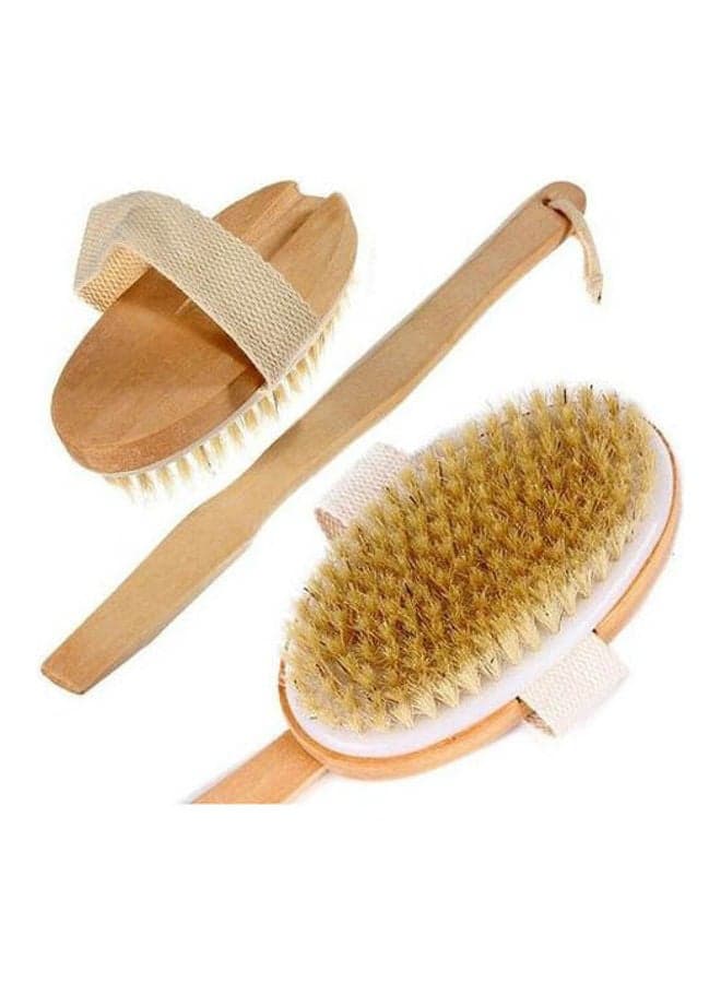 Dry Brush Wooden Natural Brush With Removable Hand Beige Bathing Accessories