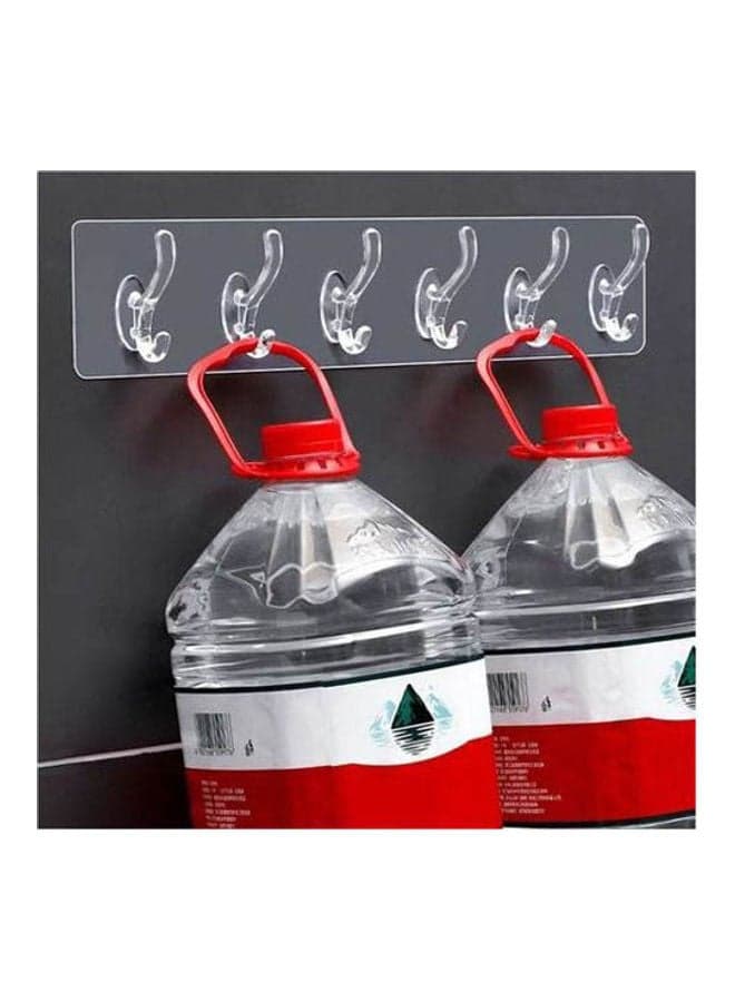 Hanger 6 Hooks Flexible Sticky Clear Household Cleaning Supplies
