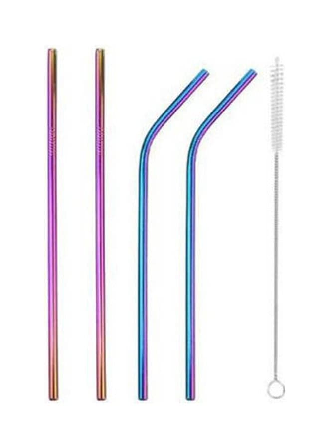 Reusable Stainless Steel Straw + Brush - 4 PCs  + 1 Brush Multicolor Cups & Straws