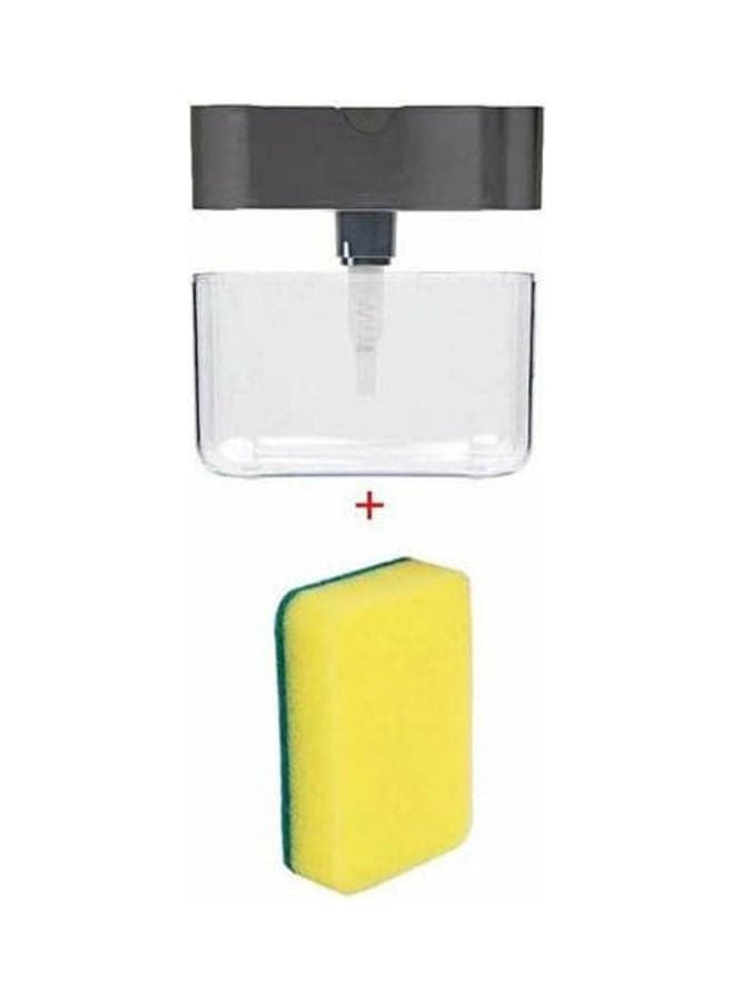 Soap Pump And Sponge Caddy , Easy To Use Squeeze Soap Clear 9x10cm Kitchen Accessories (٣)