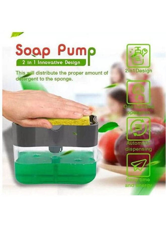 Soap Pump And Sponge Caddy , Easy To Use Squeeze Soap Clear 9x10cm Kitchen Accessories