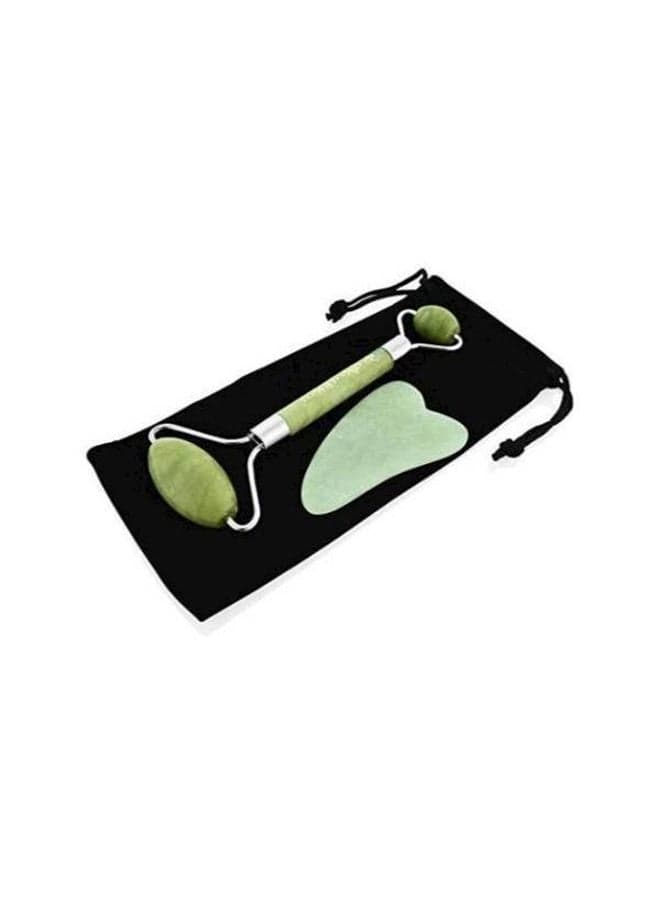 2-Piece Jade Roller Massager With Facial Tool Set Assorted Face Massagers & Rollers (٥)