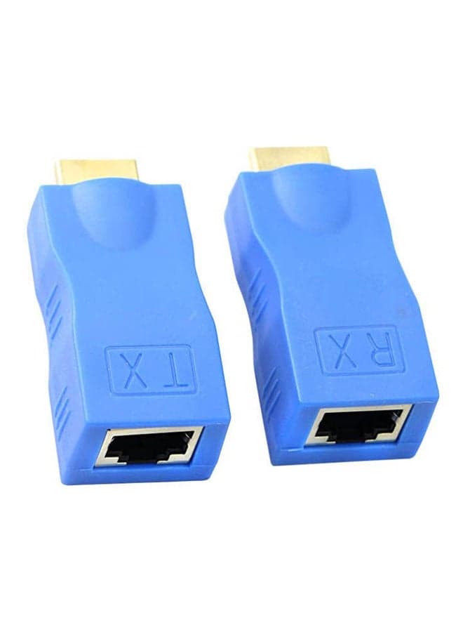 Hdmi Extender,Hdmi To Rj45 Extender Network Cable Converter Repeater Over Cat 5E/6 1080P Up To 30M Extender For Hdtv Hdpc 4K 2K Blue Video Converters