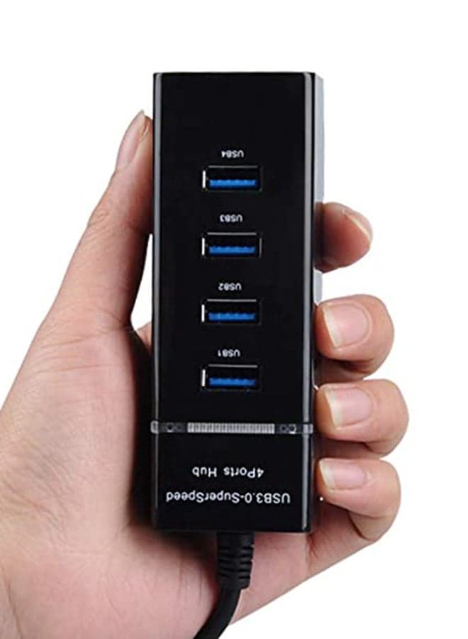 4-Port USB 3.0 Super Speed Hub Black Networking Hubs (5)