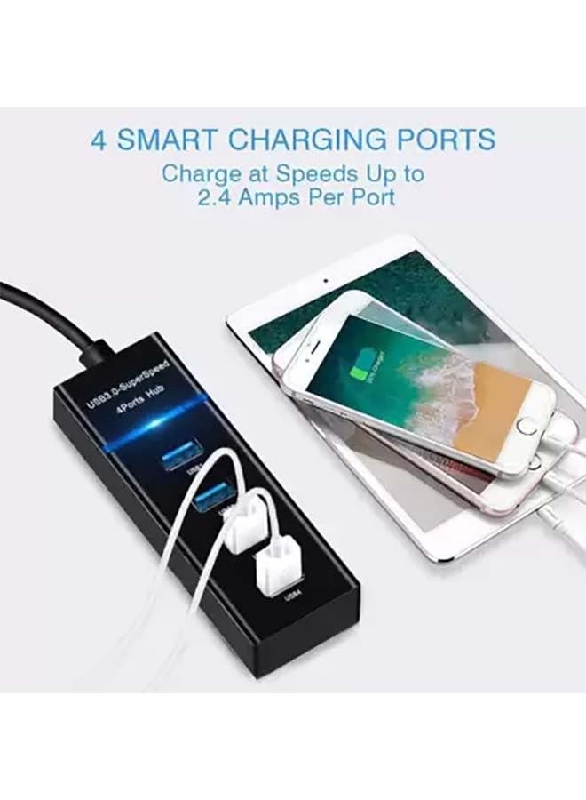 4-Port USB 3.0 Super Speed Hub Black Networking Hubs (6)